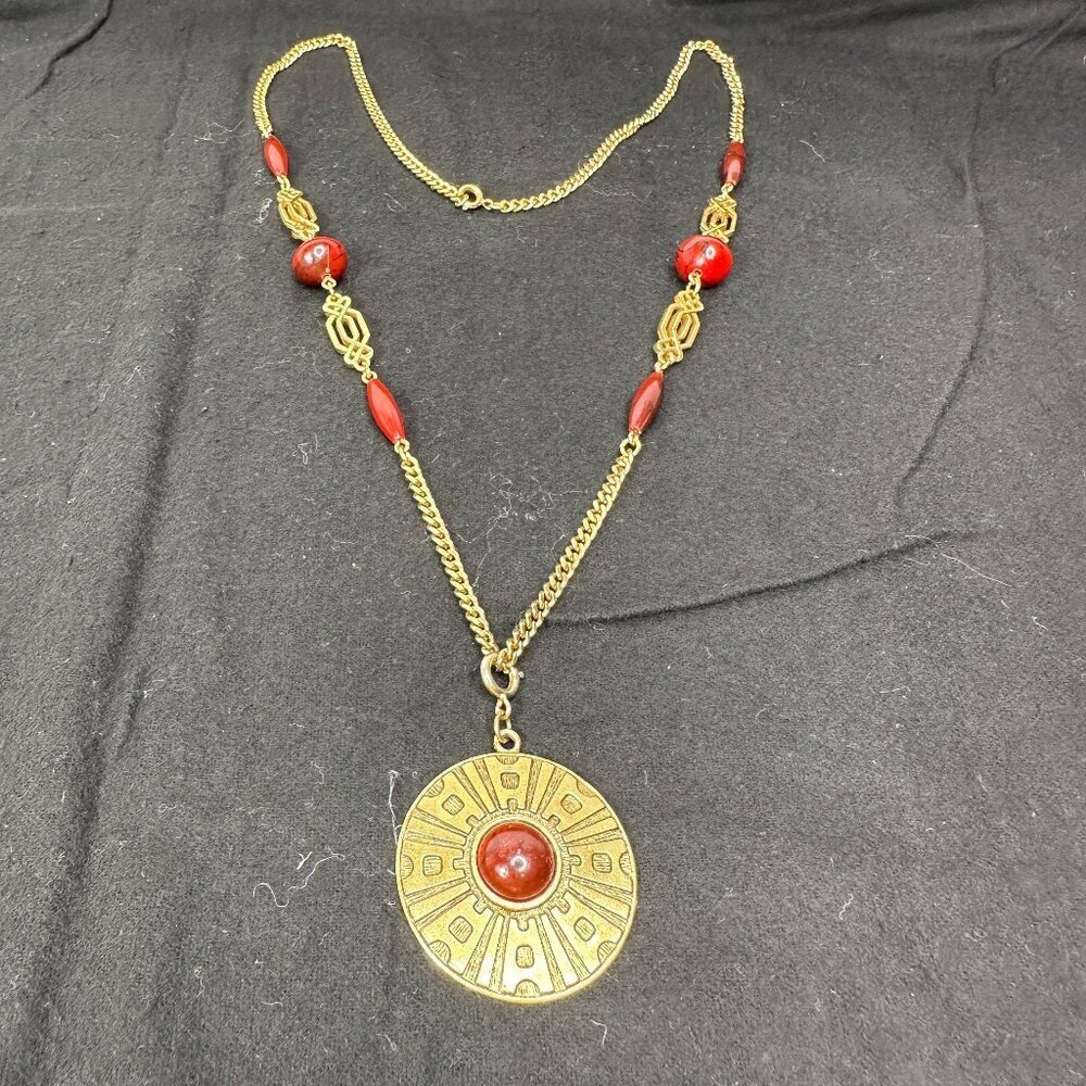 Vintage Sarah Cov Emberglo 30" Necklace Signed
